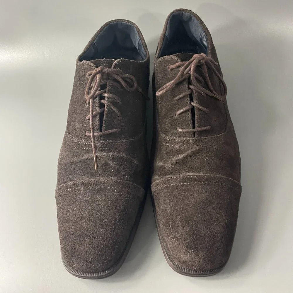 Joseph Abboud Dark Brown Suede Cap-Toe Derby Oxfords